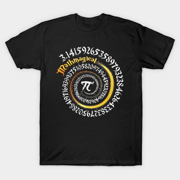 Mathmagical Spiral Pi Wizard Spell Math Geek 3.14 Pi Day Gift T-Shirt by andzoo